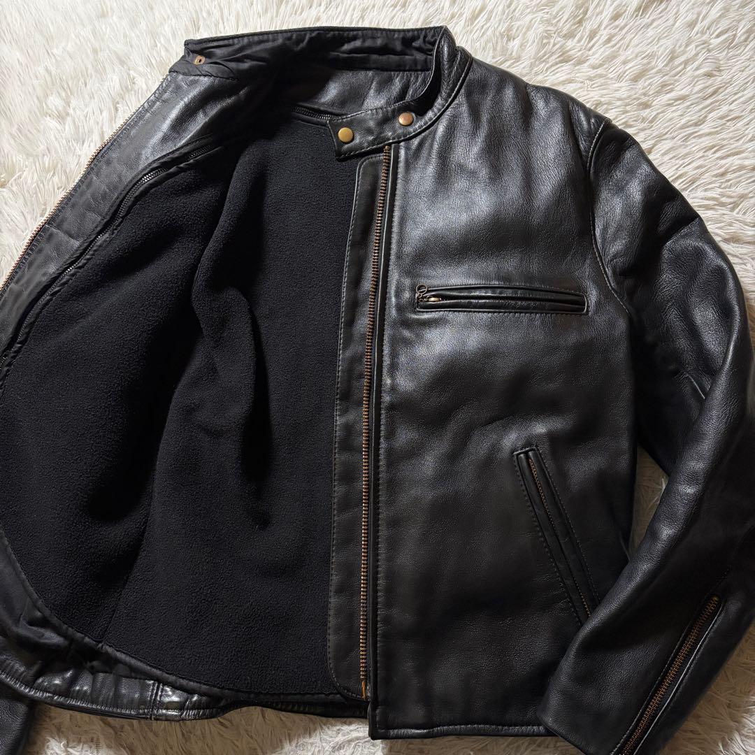 美品/42サイズ■VANSON ライダースジャケット　シングル　本革　ブラック VANSON（バンソン） レザージャケット・シングルライダー “Model B