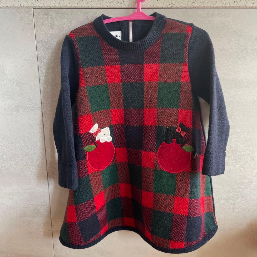 familiar チェック柄 ワンピース 90