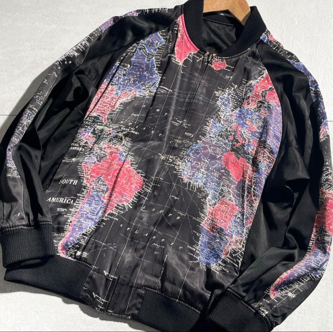 極美品 LAD MUSICIAN 17AW 世界地図 リバーシブルスカジャン M