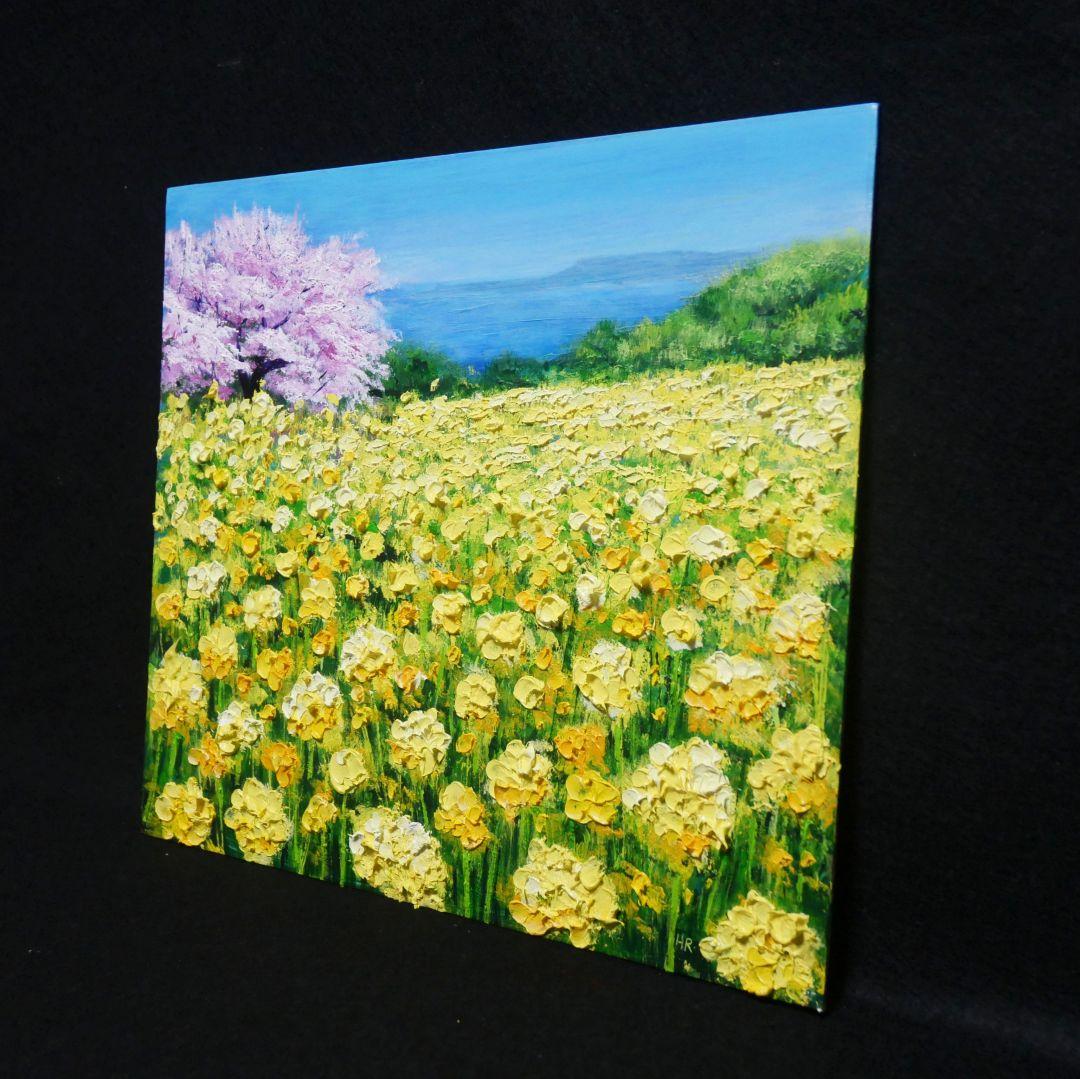 油絵 油彩 油彩画 絵 絵画【桜と菜の花咲く】 - メルカリ