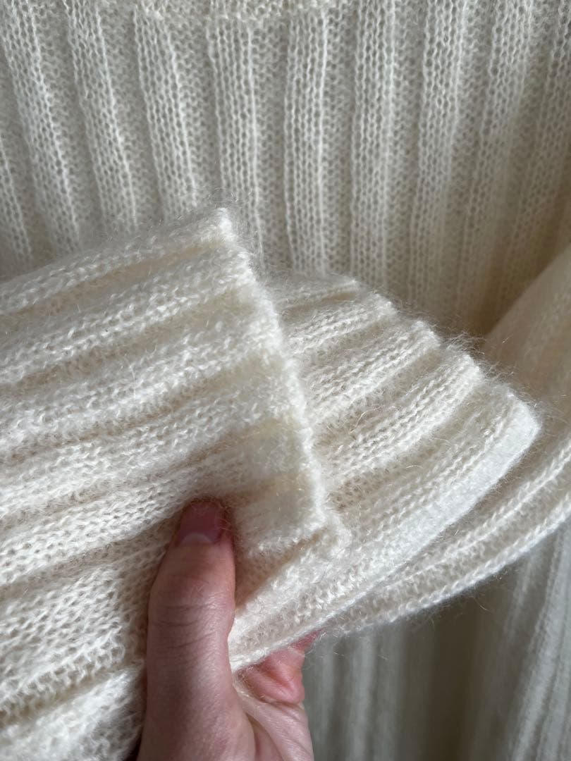 試着のみ GALERIE VIE キッドモヘヤクルーネックプルオーバー ホワイト