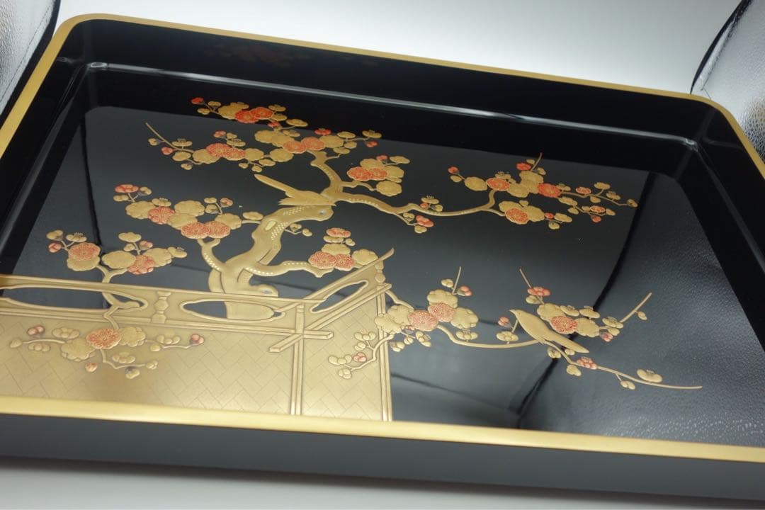 お盆　蒔絵　慶塚　輪島塗　初音　2枚組 輪島塗 慶塚 忍草蒔絵吸物椀 五客揃 – Gallery Nisui