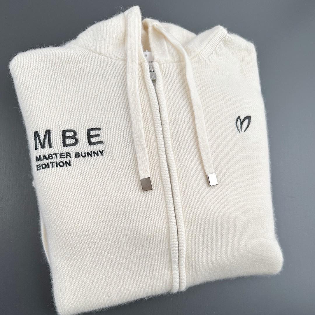 548 マスターバニー カシミヤ100% ニットパーカー メンズ 白 6 LL