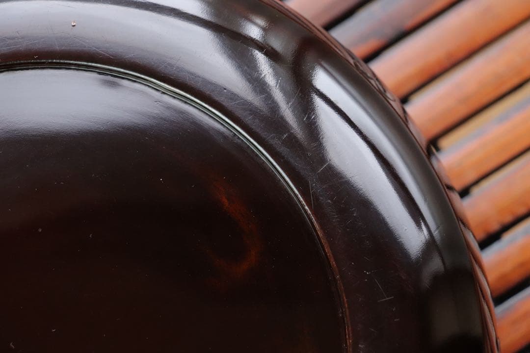 茶道具 古い食籠 雪輪に梅 亀 金蒔絵 闇蒔絵 木製 菓子器 梨子地 漆器