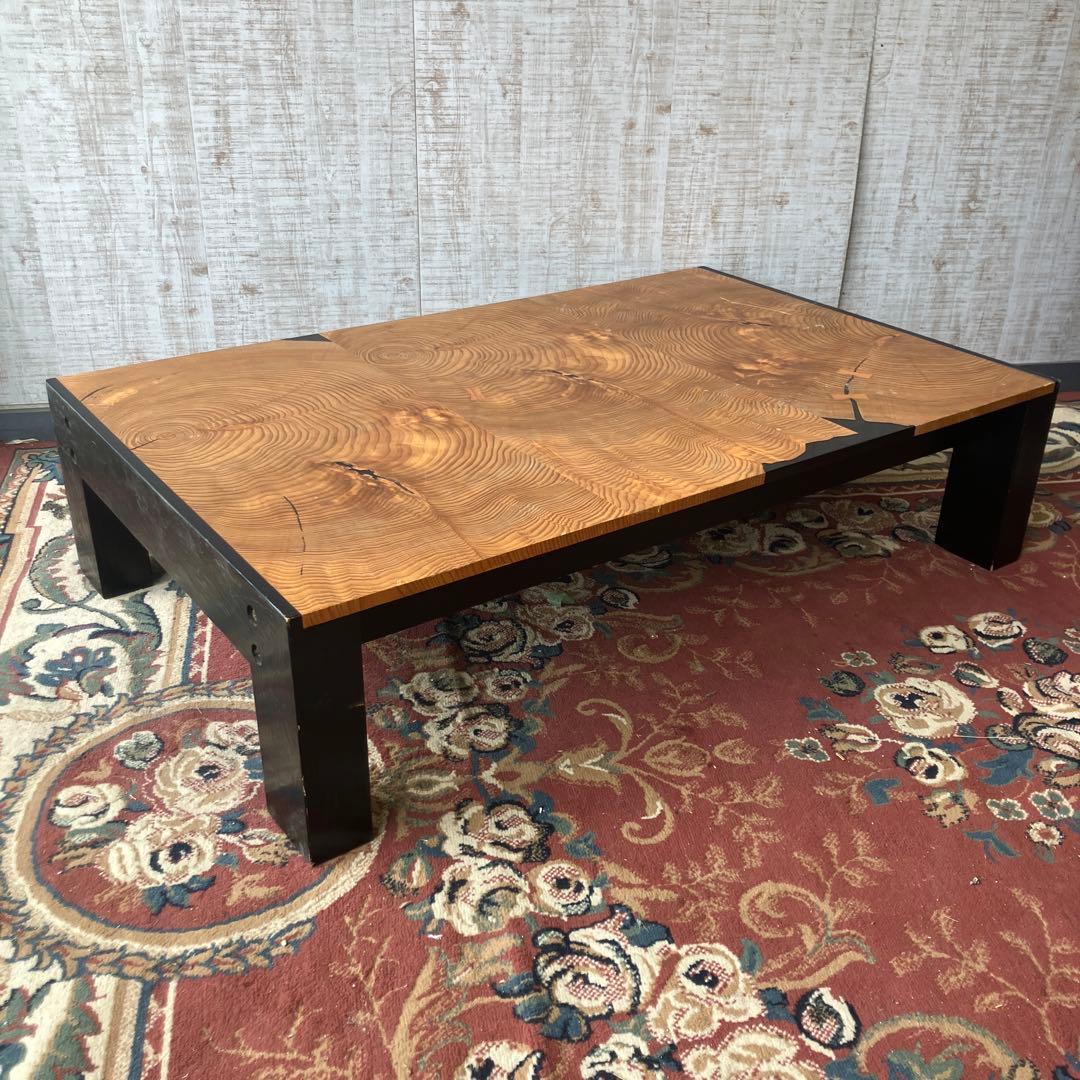 昭和レトロ 一点物 一枚板風テーブル 木製 座卓 古家具 ビンテージ 大型