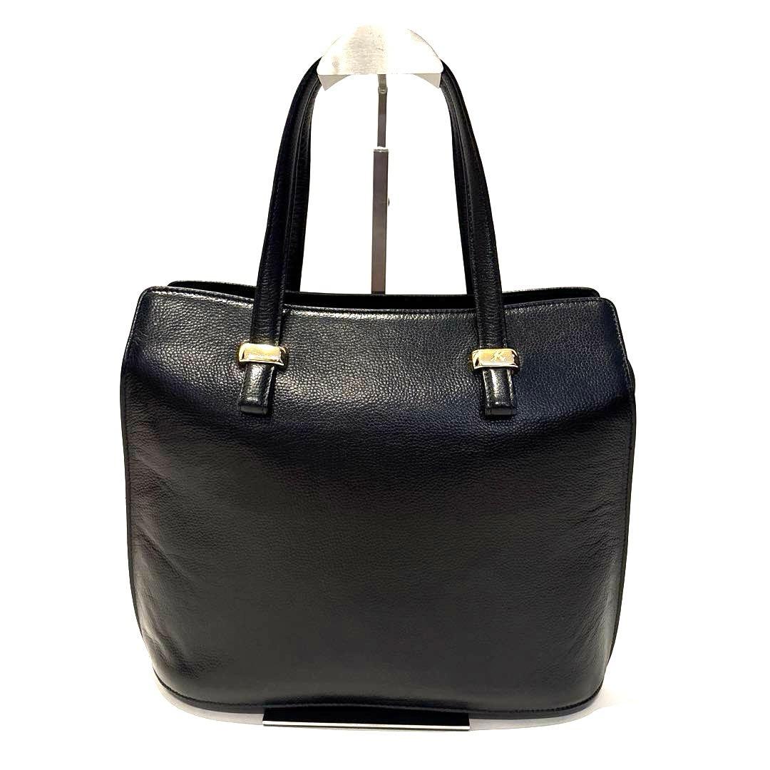 Kitamura キタムラ 黒レザーハンドバッグ シボ革 日本製 ブラック