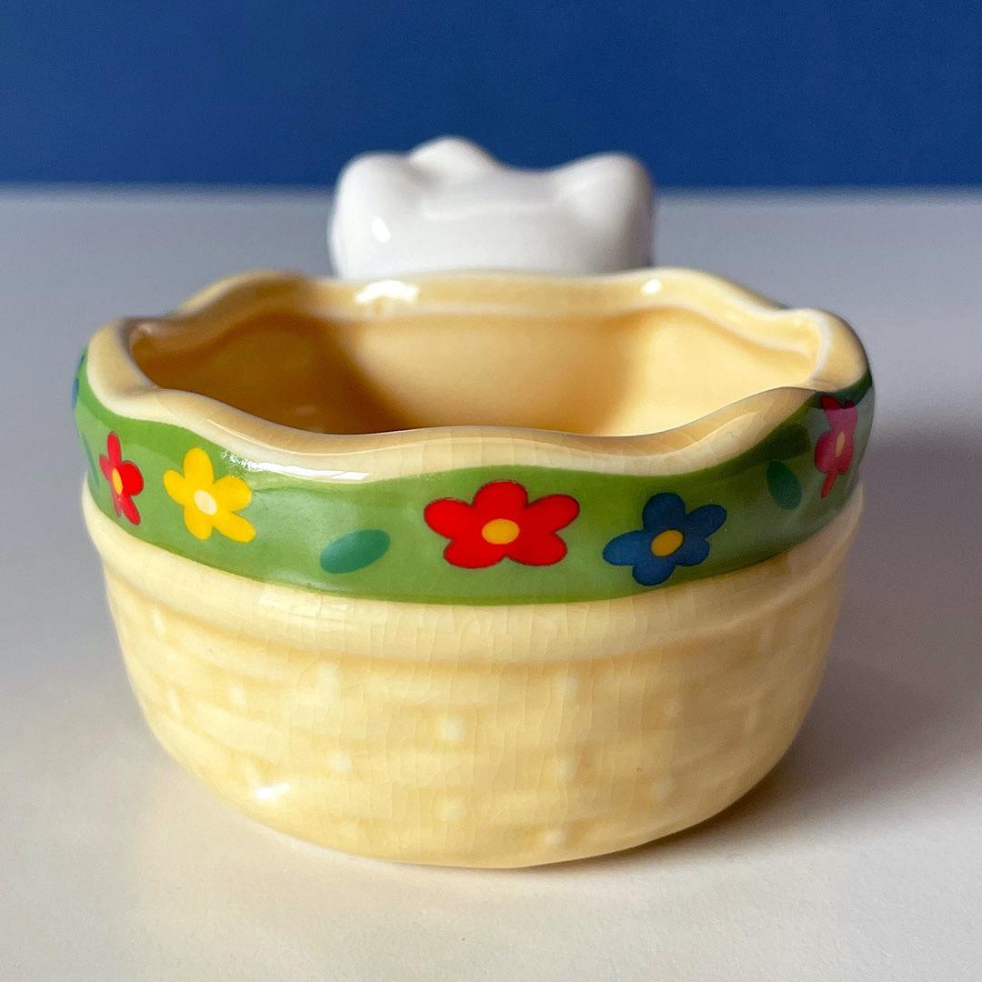 ハローキティガングロヒヤケ小物入れ陶器2002 当時物レア