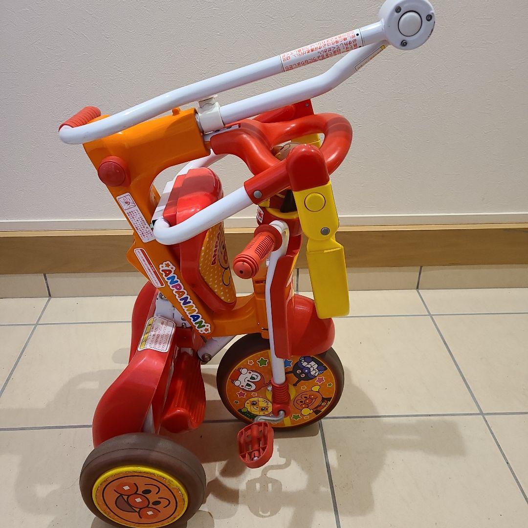 折り畳み アンパンマン 三輪車 手押し棒つき - メルカリ