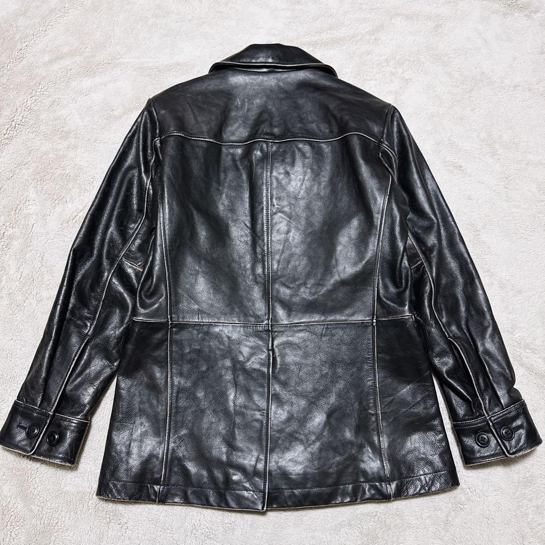 《オススメ》OLD GAP レザーカーコート 黒 牛革カウレザー M相当