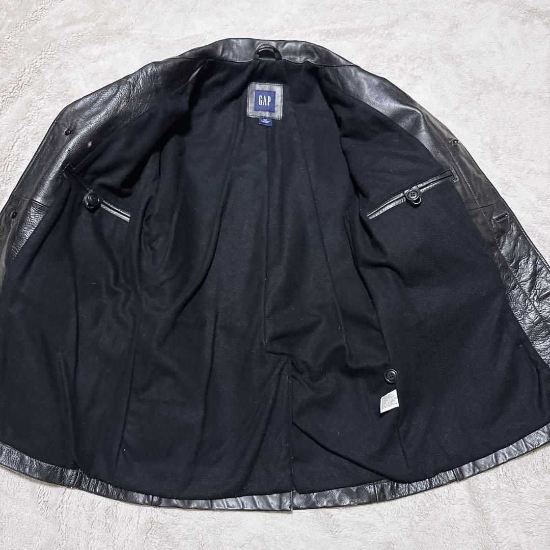 《オススメ》OLD GAP レザーカーコート 黒 牛革カウレザー M相当