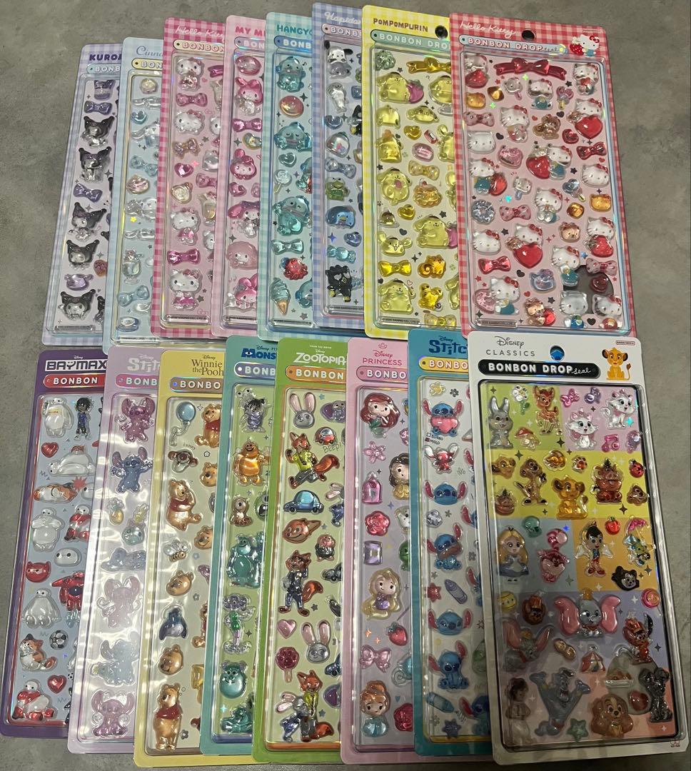 正規品　サンリオ第二弾　ディズニー　ボンボンドロップシール　16枚セット