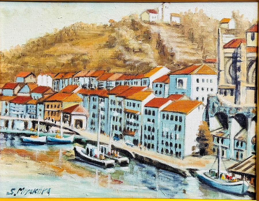 宮倉靖三 スペイン オニダロア 無所属 サイン有り インテリア 油彩