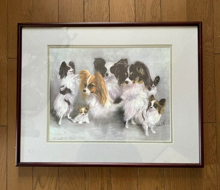 パピヨン　額付プリント　アメリカン　シリアルナンバー付き