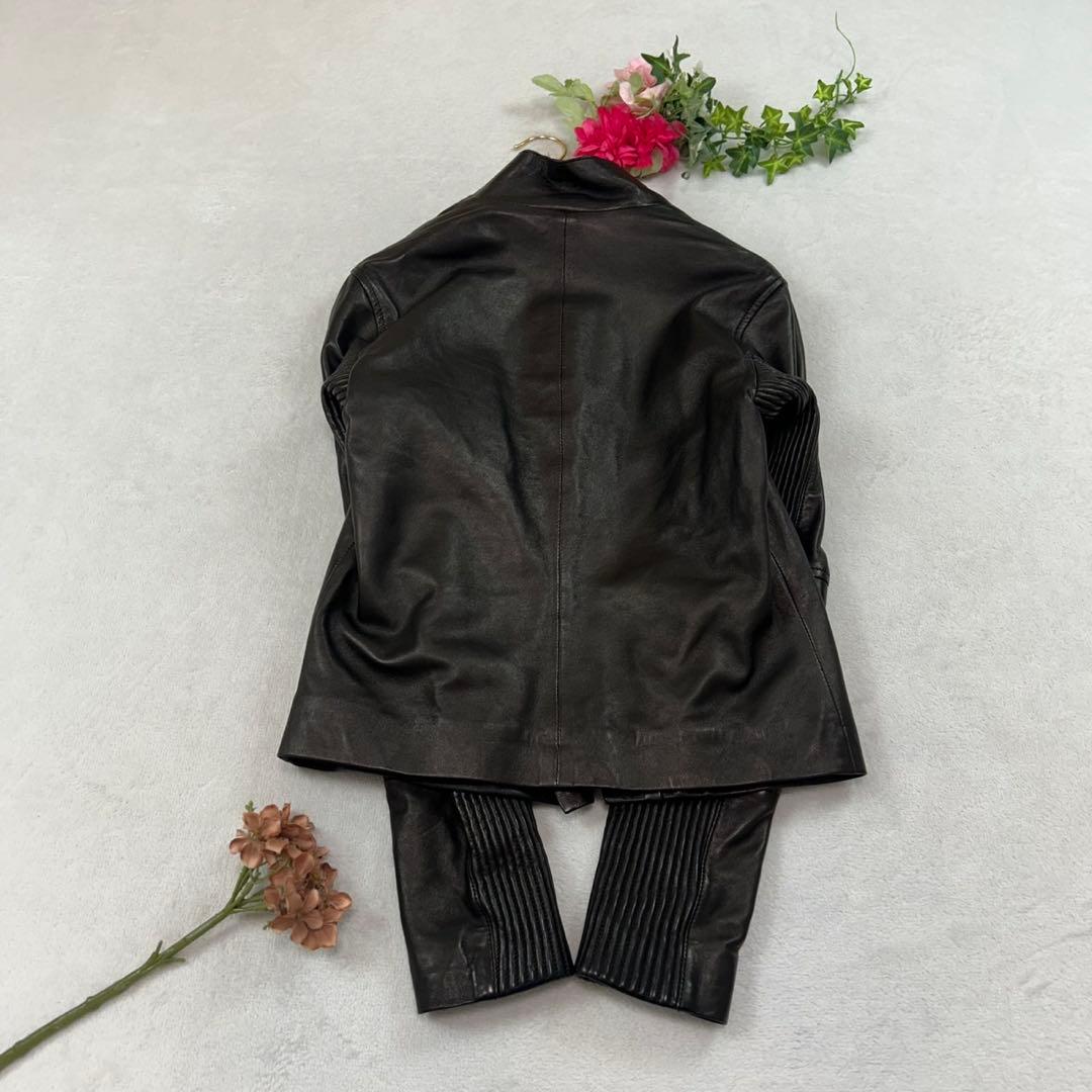 K822 M ジョゼフ ラムレザー レザージャケット ブラウン レディース