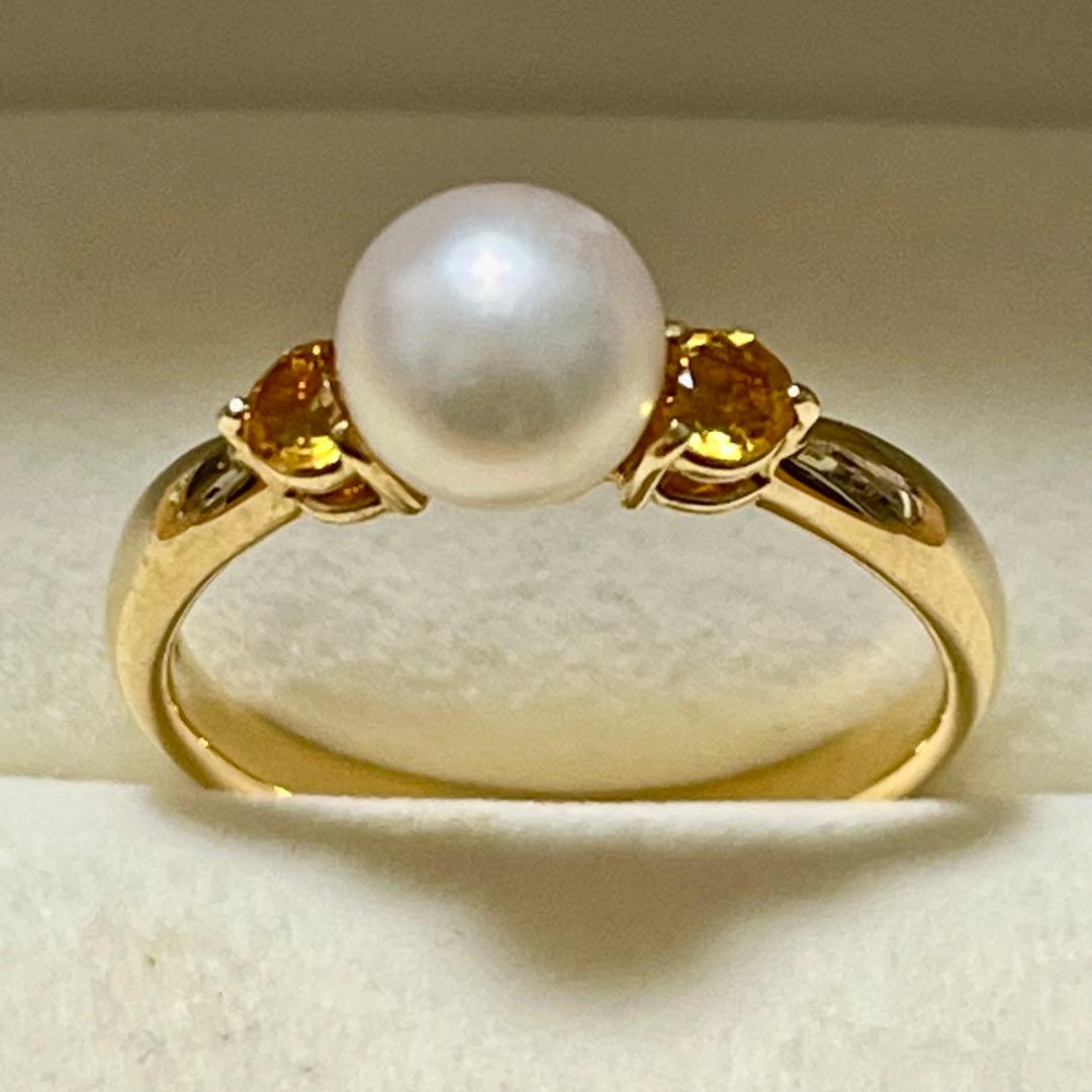 タサキTASAKI K18イエロートパーズ パールリング - タサキ TASAKI 10号