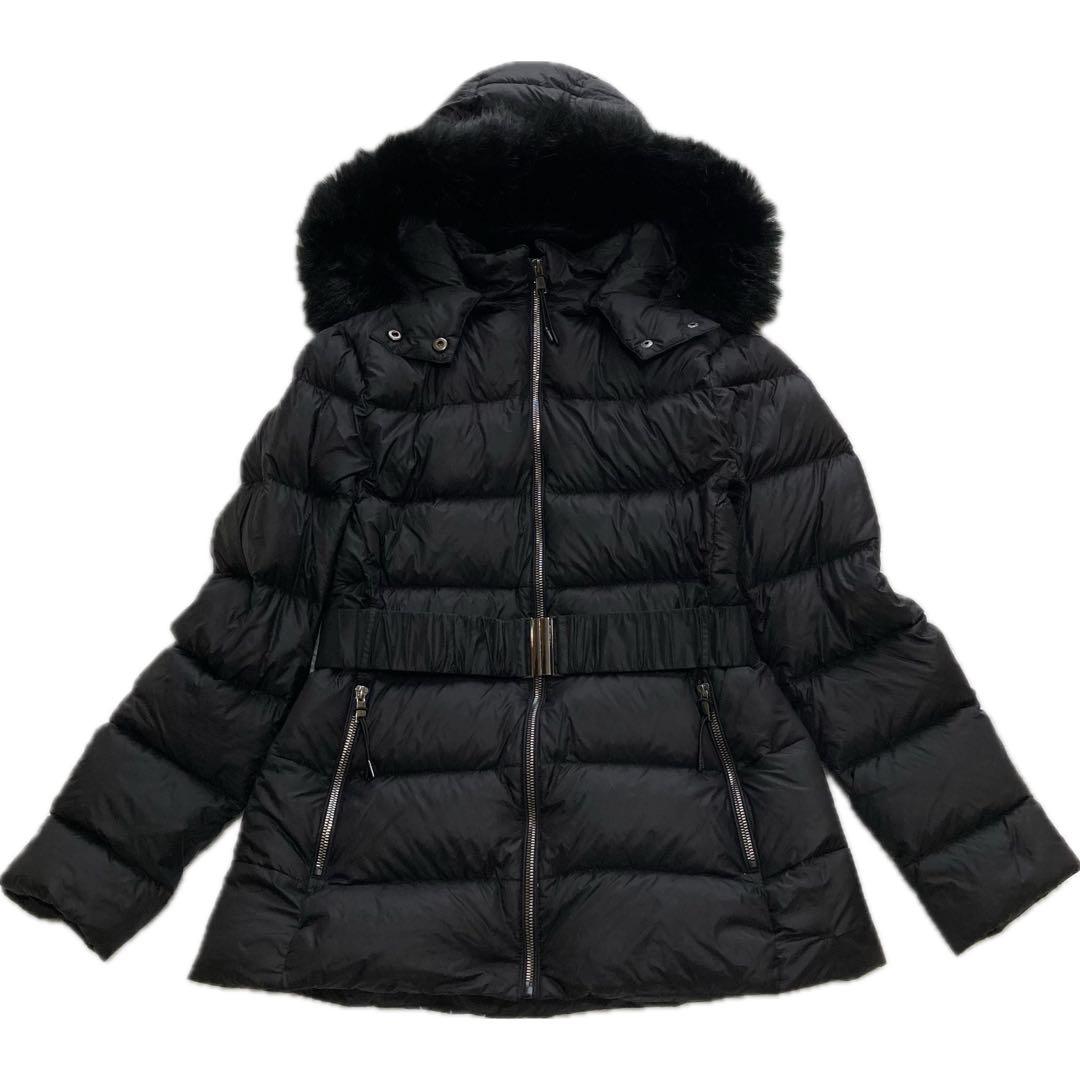 a*n様 ZARA フェイクファー フード付きダウンパフジャケット L ベルト
