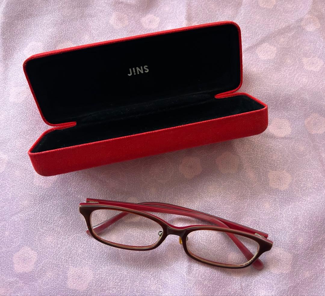 メガネ jins 赤 JINS - J!NS ブルーライトカット めがね 眼鏡 赤 PC パソコン スマホの