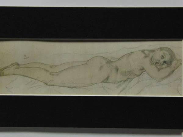 藤田嗣治、横たわる裸婦、希少画集より、新品額装付