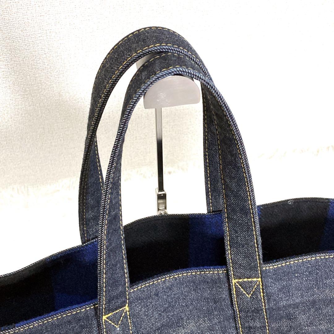 極美品】クッシュマン リバーシブル デニム チェック トートバッグ