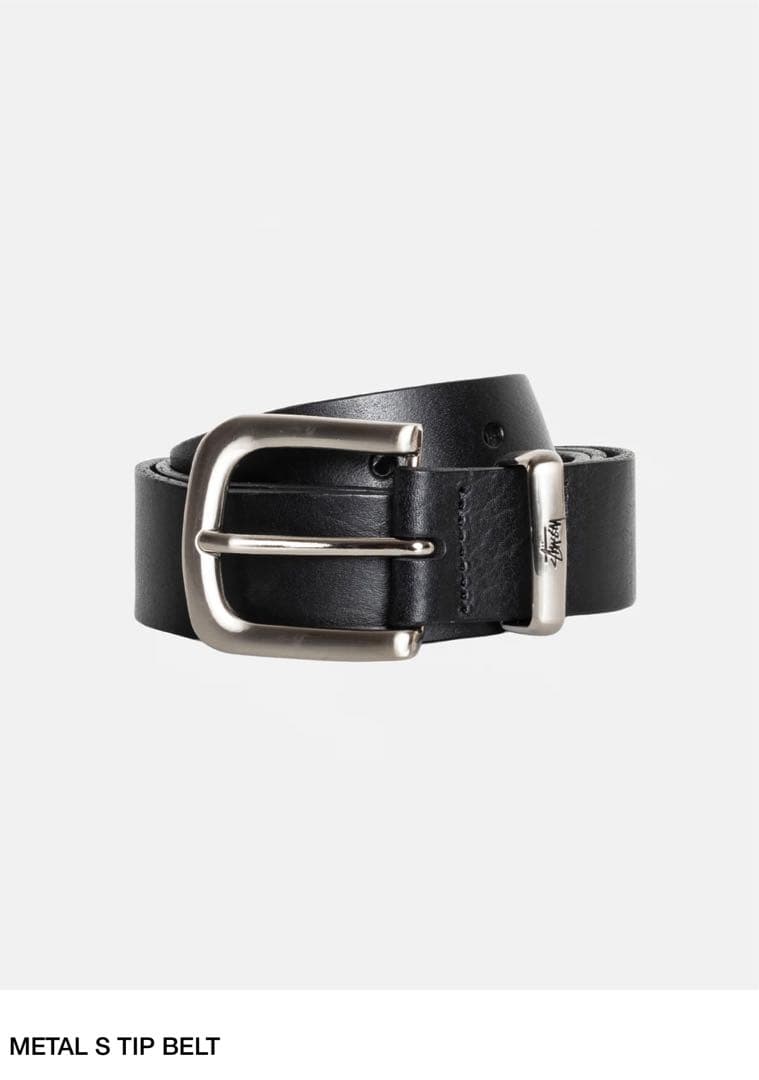 Stussy METAL S TIP BELT 黒 レザー ベルト L/XL - メルカリ