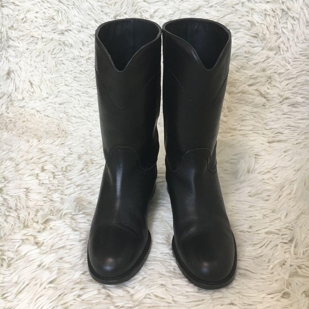 極美品】シャネル ロングブーツ ココマーク レザー ブラック 付属品完備