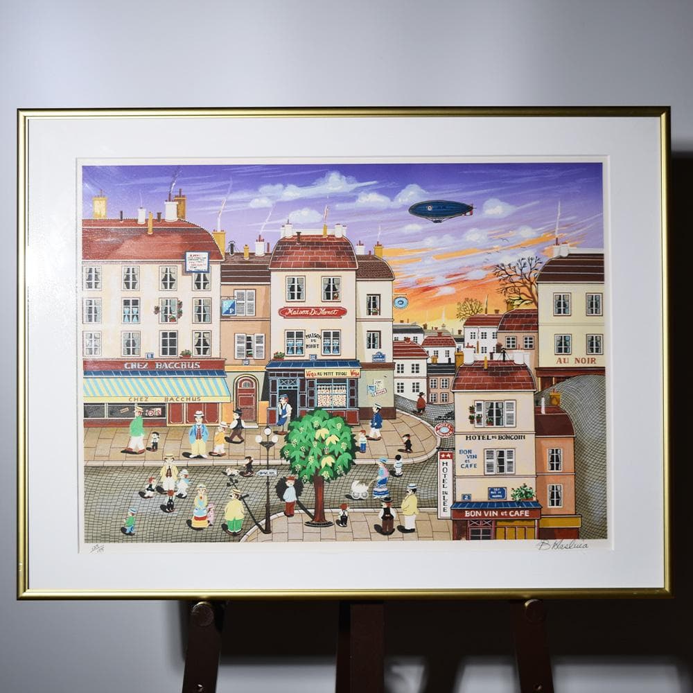 ビン・カシワ BIN KASHIWA パリの夕暮れ 師:ヒロ・ヤマガタ 額装