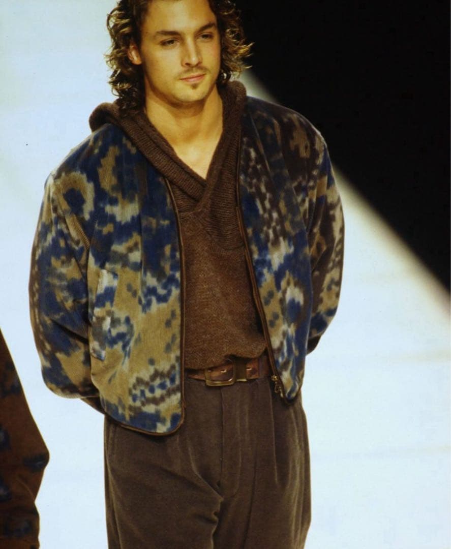 90s EMPORIO ARMANI ベロアジップアップジャケット ブルゾン