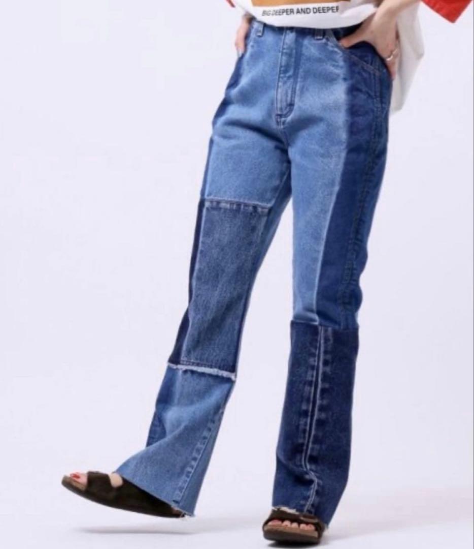 新品未使用　Wrangler ラングラー　フレアデニム　パッチワーク　S