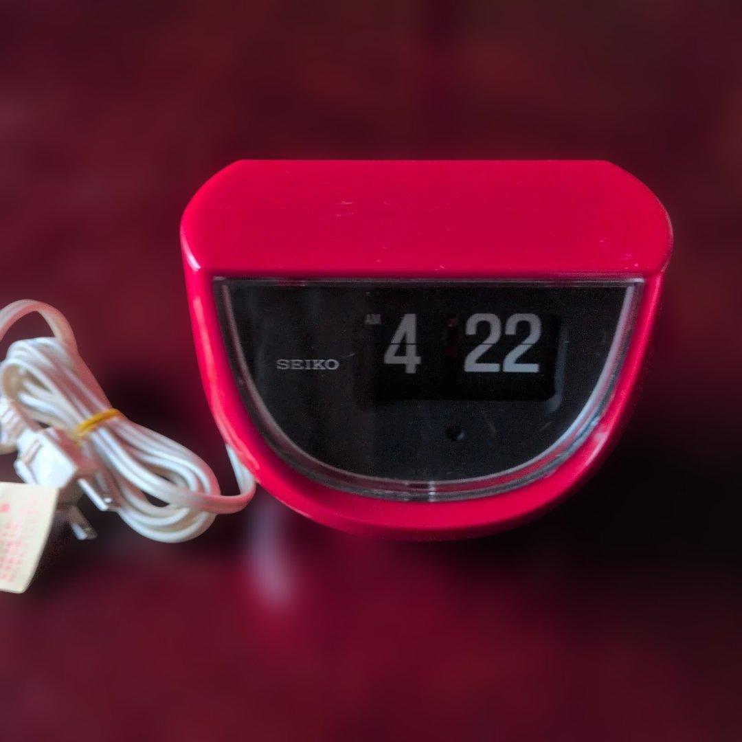 新品未使用 SEIKO 赤 置時計 昭和レトロ パタパタ時計