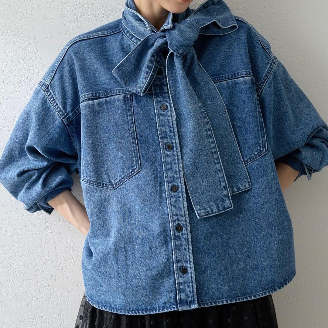 デニムボウタイシャツ Whim Gazette デニムシャツ