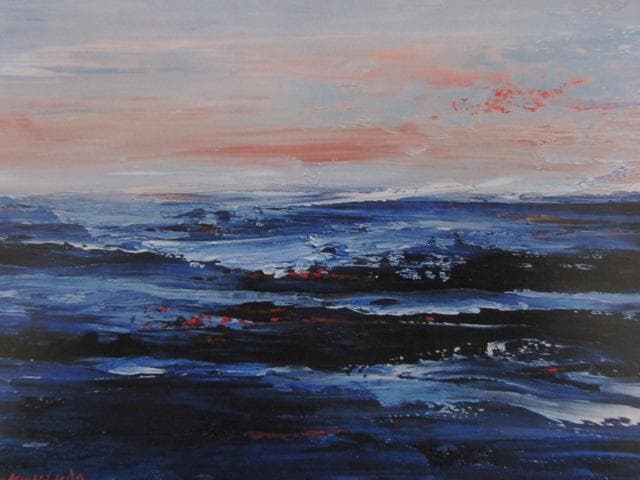 宇田喜久子、【La ciel et la mer】、希少な額装用画集画