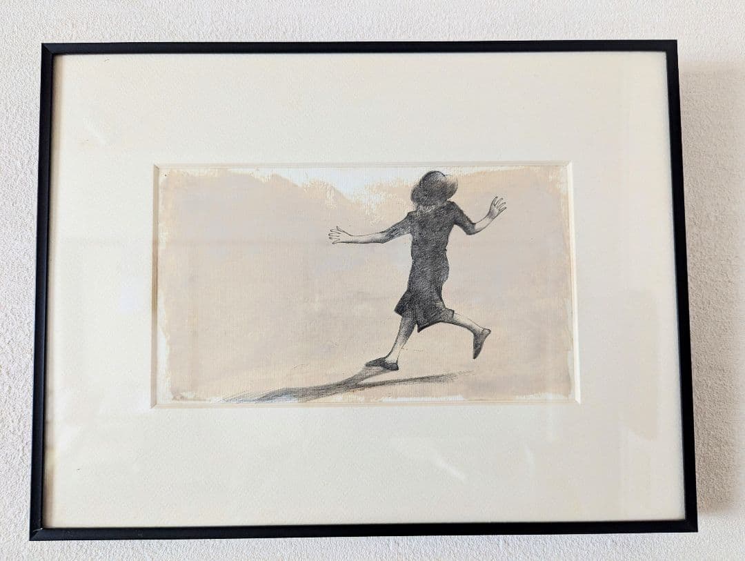 山本美次　「朝」額入り鉛筆デッサン