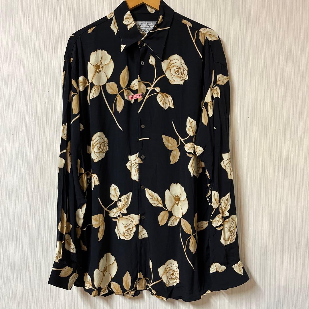 LE GARAGE ルガラージュ シャツ XL程 黒 花柄 フランス製 レーヨン