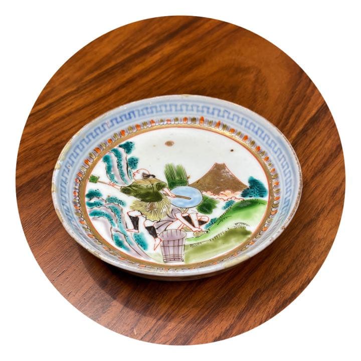 古伊万里　有田金彩上絵彩色小皿