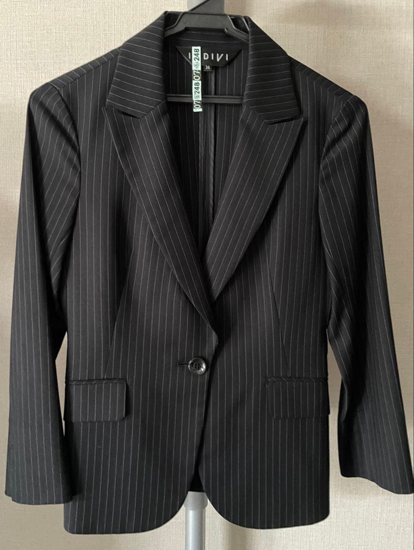 Indivi ネイビーストライプブレザー＆パンツセットアップ サイズ36