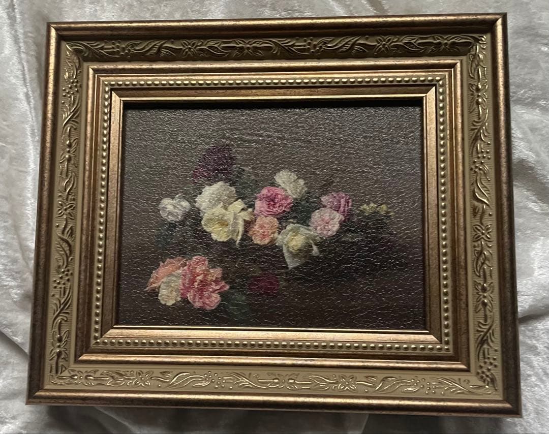 ラトゥール ばらの籠 絵画 名画 複製画 額縁 油絵 薔薇 アンティーク