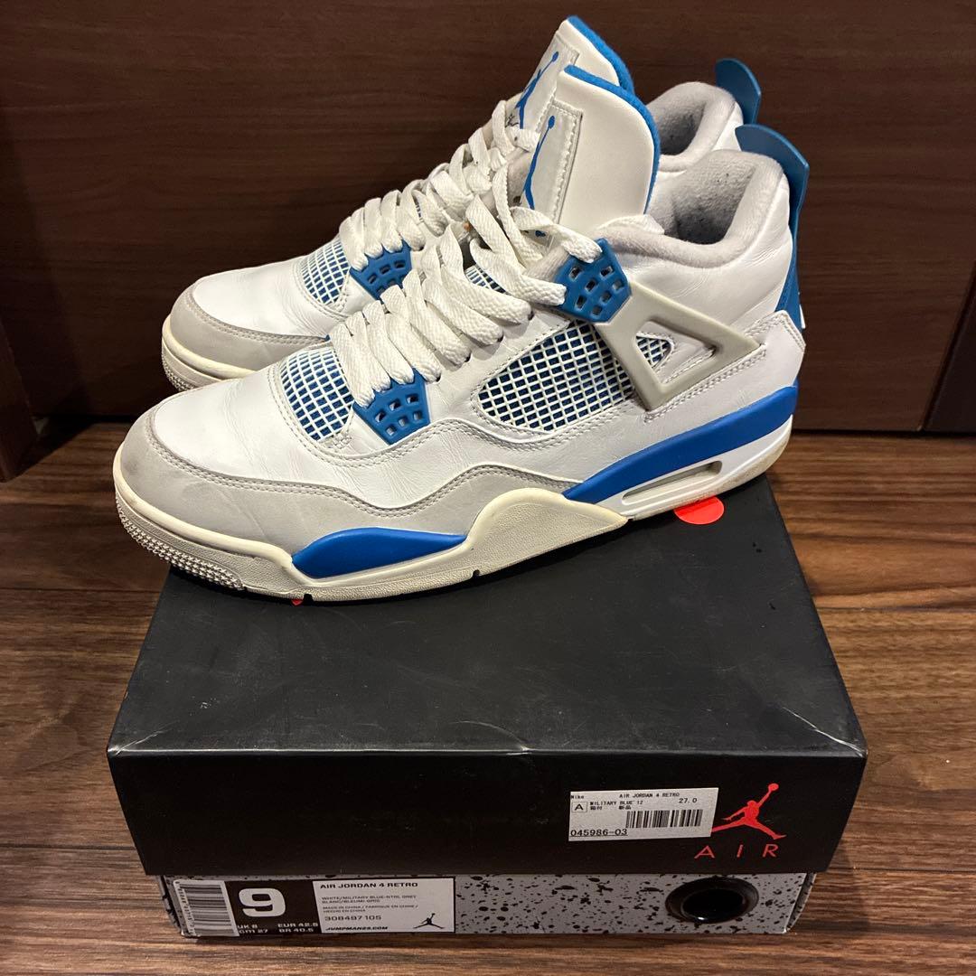 ト*う様 ナイキ エアジョーダン4 レトロ ミリタリーブルー