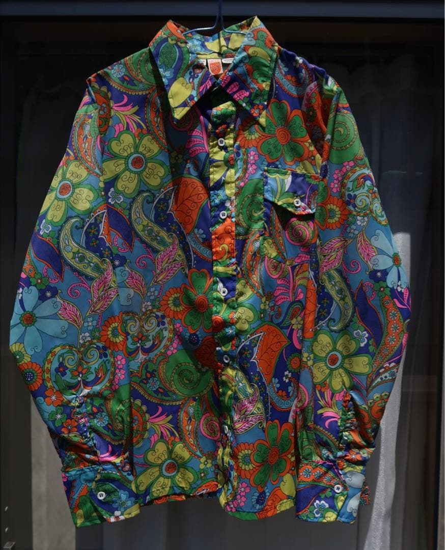 70's SKYR 総柄ナイロンシャツ