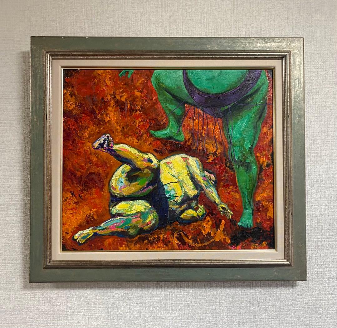 油絵　相撲　SUMO ヴィンテージ