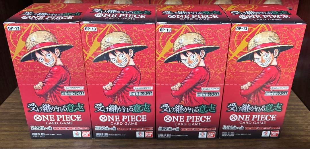 ONE PIECE 受け継がれる意志 4BOX テープカット 封入率一致　未開封 ブースターパック 受け継がれる意志【未開封BOX】{-}