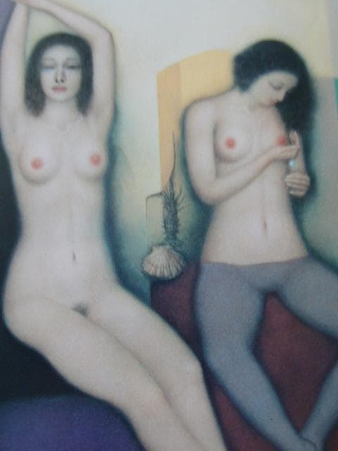 岩織治、【海・夏の空】、希少な画集より、状態良好、新品高級額装付