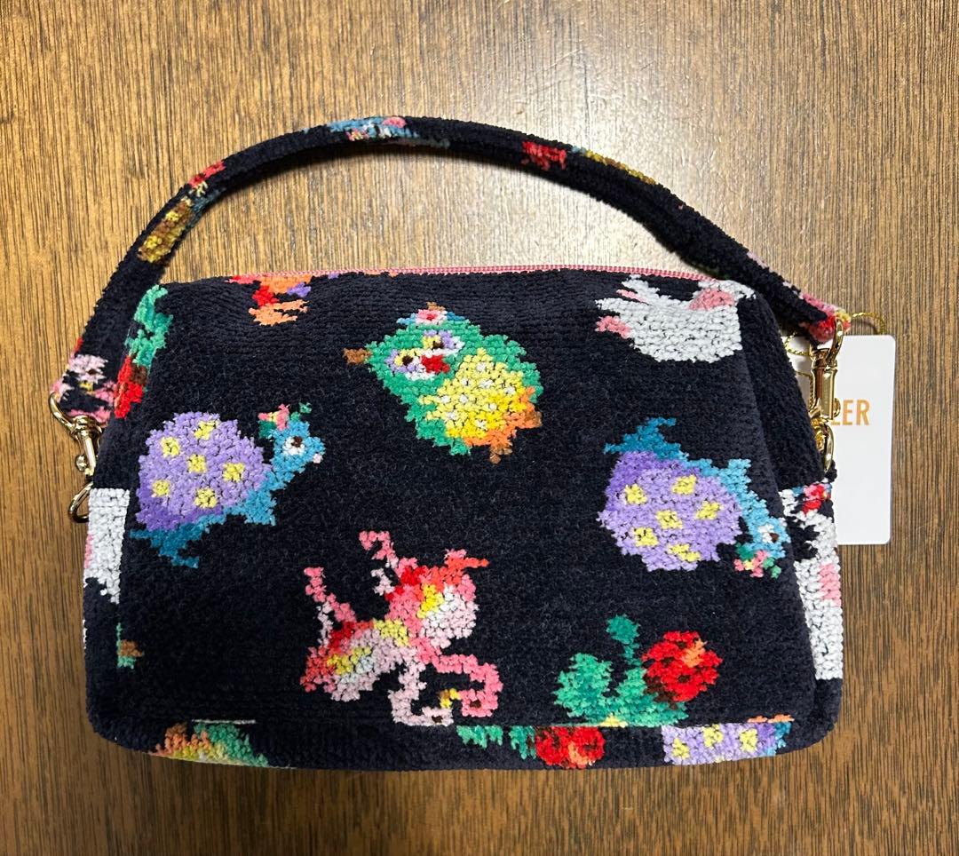 フェイラー　神崎恵さん　手付きポーチ　ネイビー