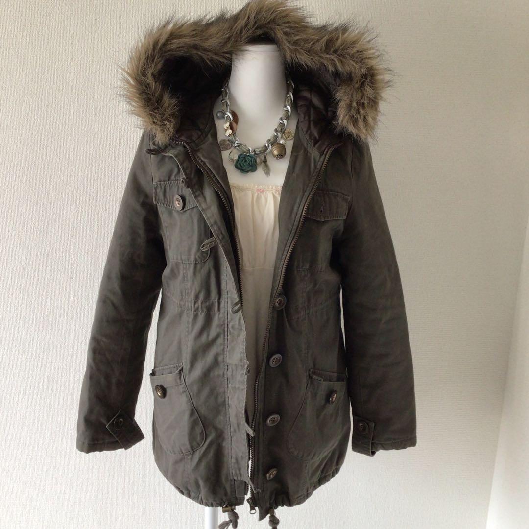 y2k エコファーフード付 モッズコート グランジフェアリー 森ガール