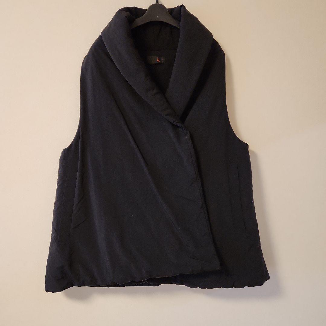 モユル　萌　アウター　ナイロン　ジレロングベスト　黒　ブラック