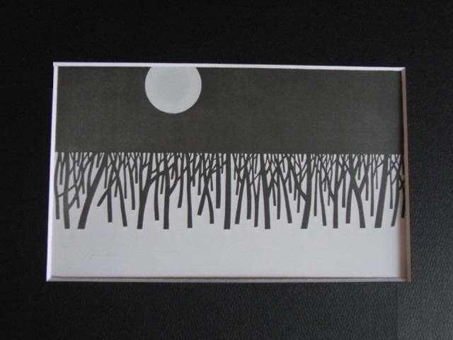 斎藤清、【雪、夕陽】、希少な額装用画集より、新品額装付、状態良好