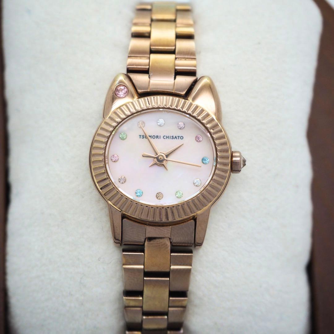 480 ツモリチサト 時計 レディース腕時計 猫 キャット ピンクゴールド