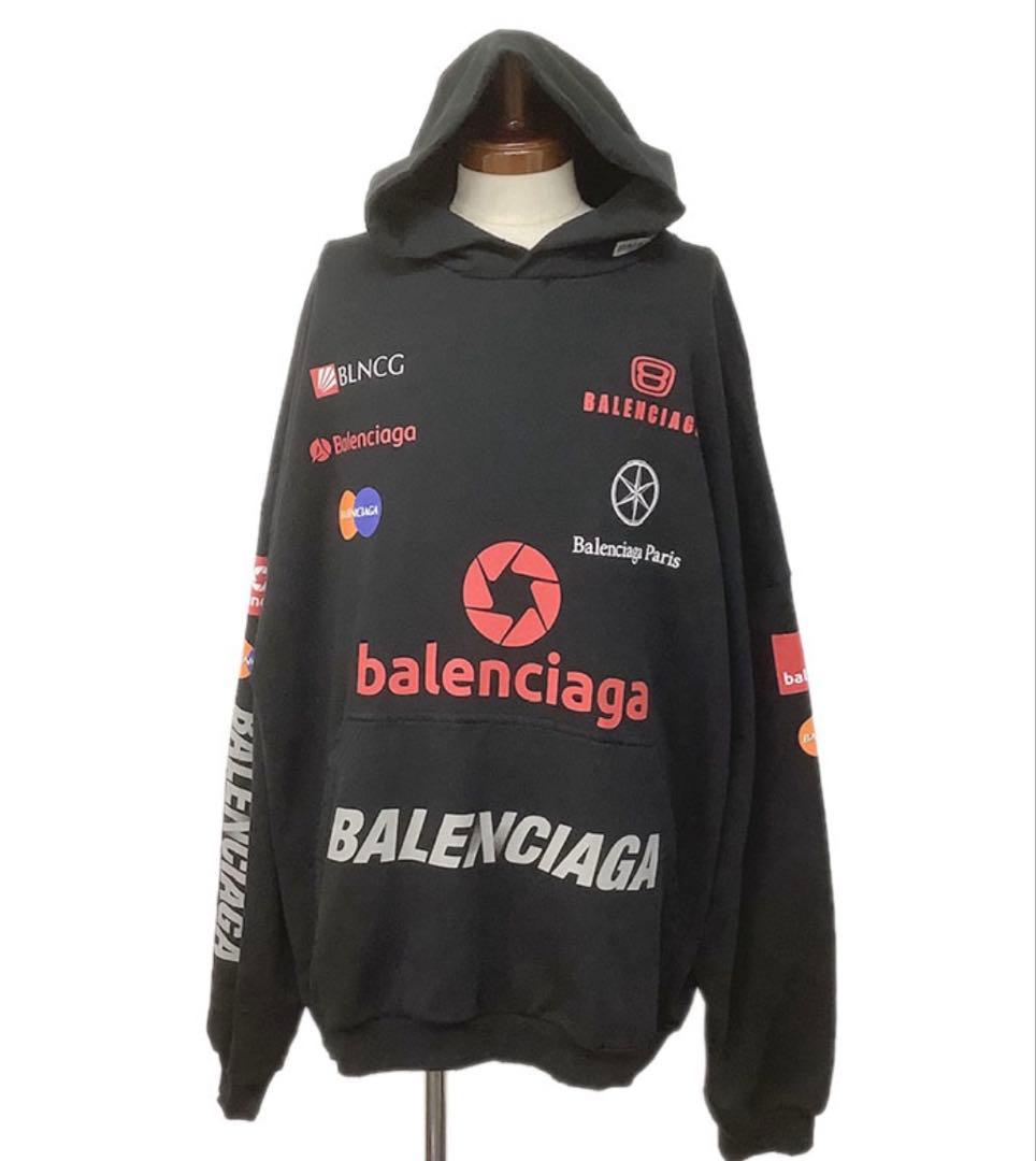 BALENCIAGA ブラック フード付きパーカーLサイズ - メルカリ