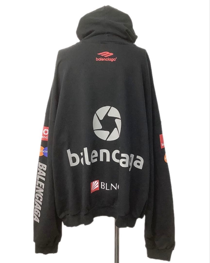 BALENCIAGA ブラック フード付きパーカーLサイズ - メルカリ