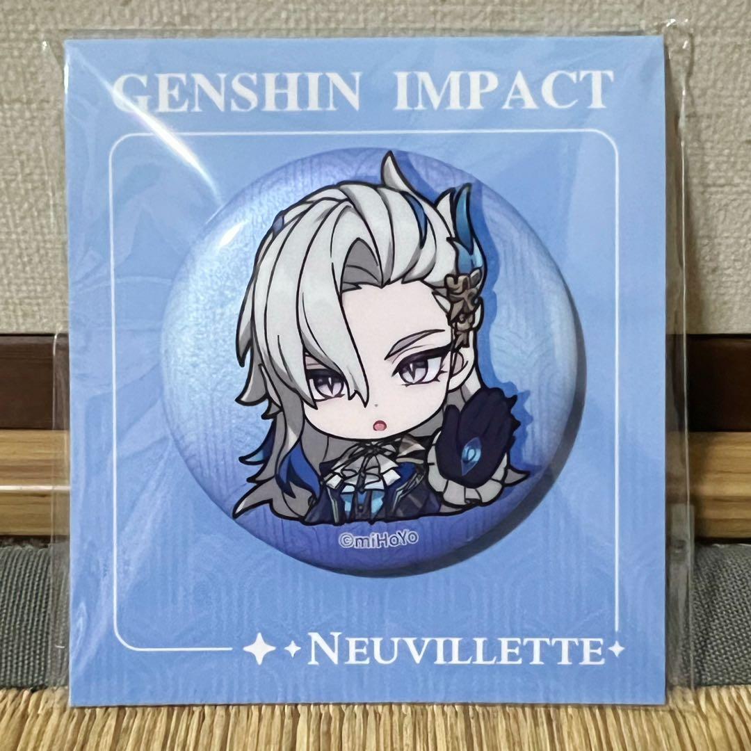 公式正規品 原神 ヌヴィレット ちびキャラ 缶バッジ パイモンの絵