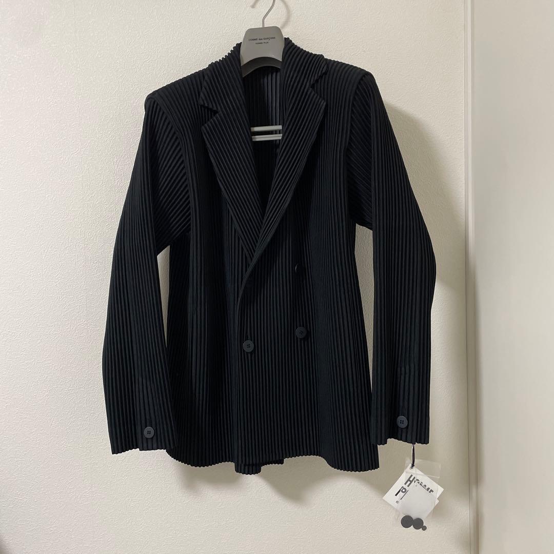 サイズ1 オムプリッセイッセイミヤケ ダブルジャケット ブラック